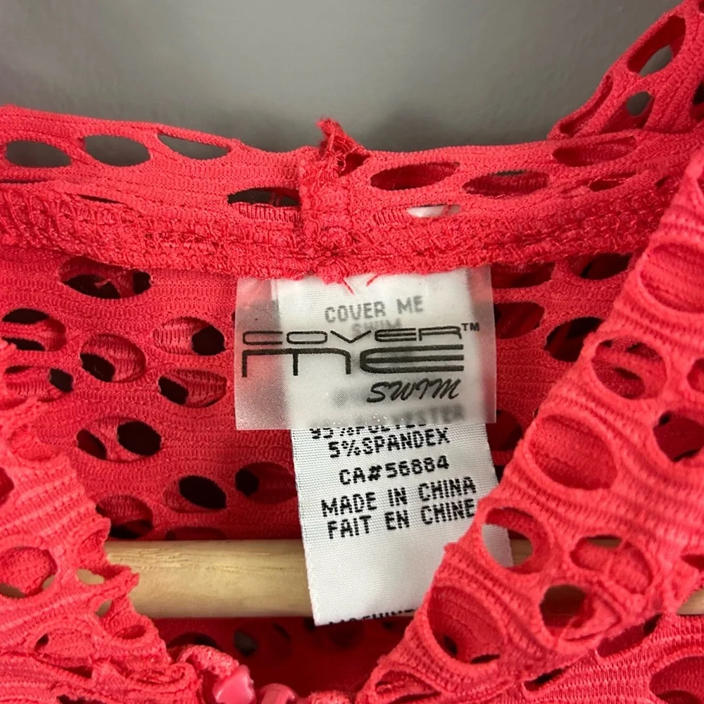 Cover Me Swim Hooded Mesh Zip Up Pink Swim Cover Size Medium - Picture 7 of 9